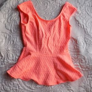 coral peplum top